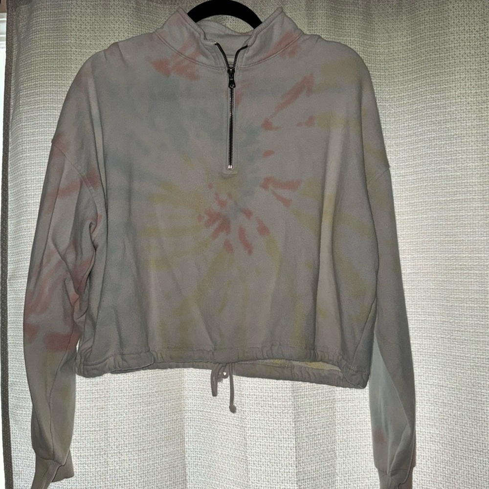 Tie Dye cropped quarterzip